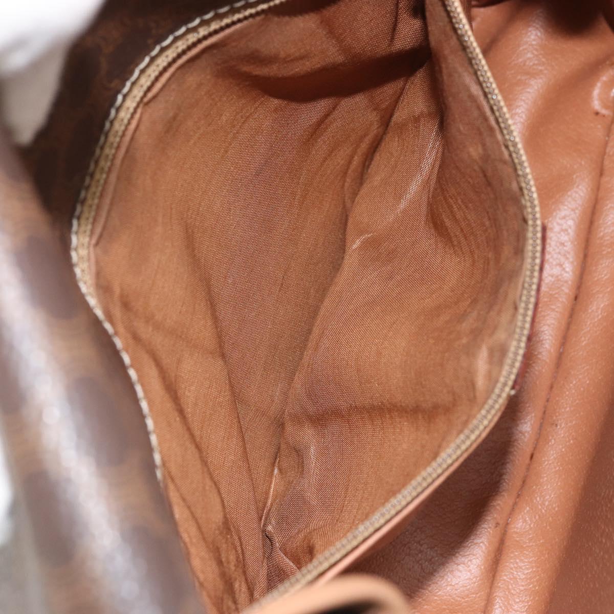 CELINE Macadam Canvas Circle Shoulder Bag PVC Leather Brown Gold Auth 169869