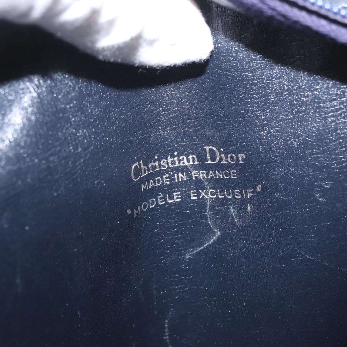 Christian Dior Trotter Canvas Shoulder Bag Navy Gold Auth 169874