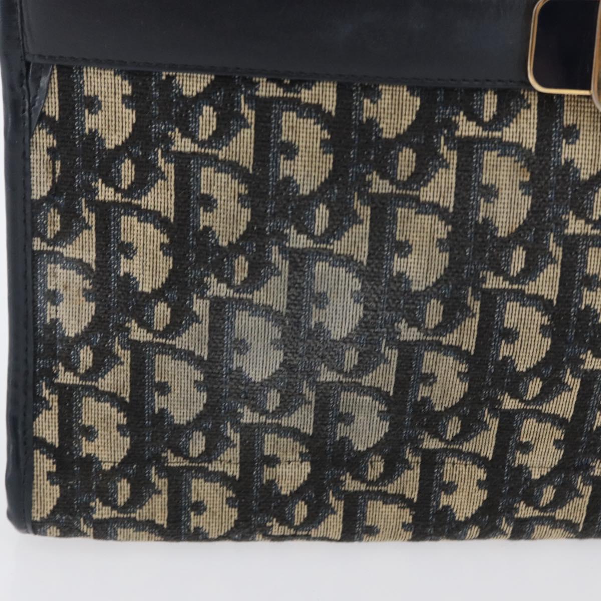 Christian Dior Trotter Canvas Shoulder Bag Navy Gold Auth 169874