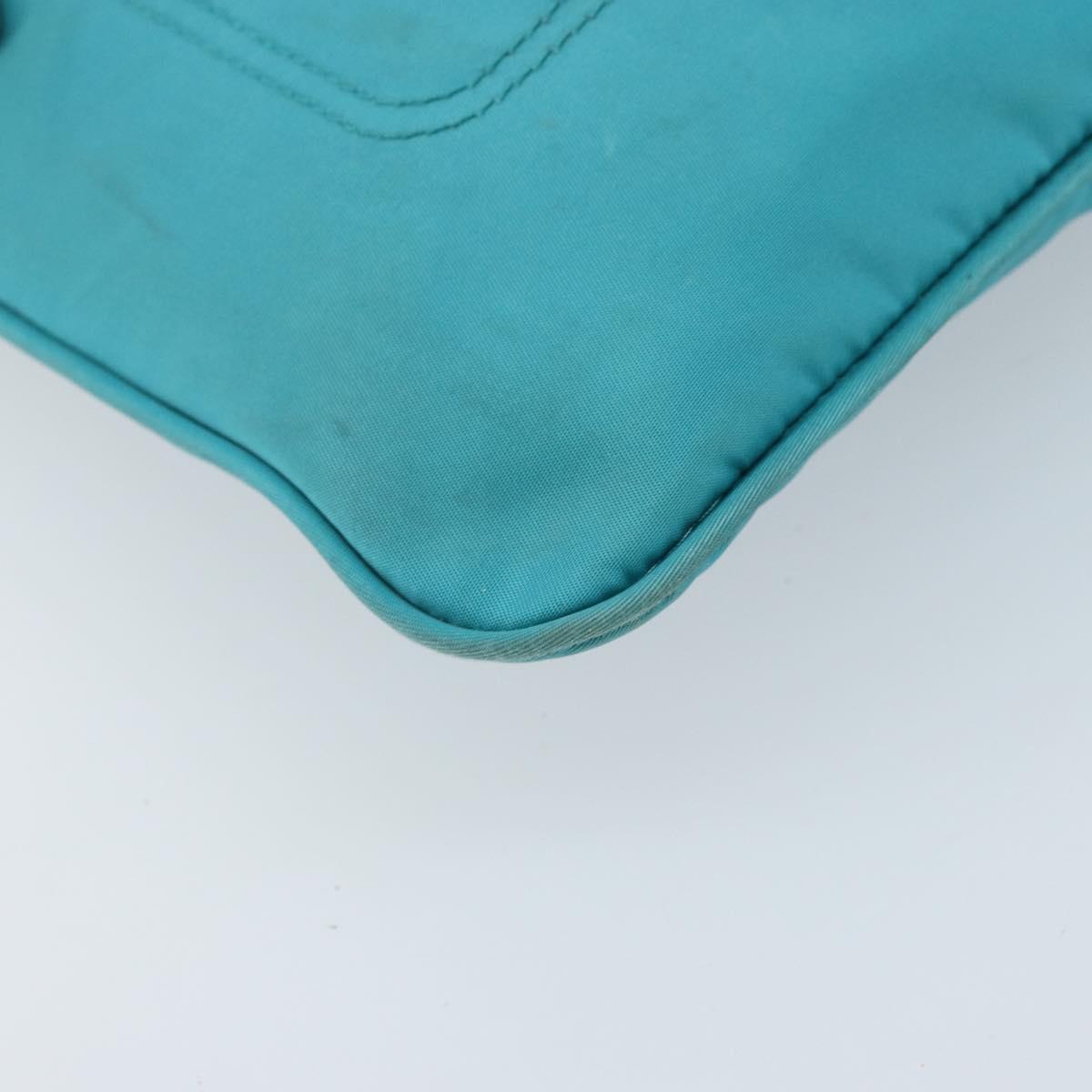 PRADA Shoulder Bag Nylon Light Blue Silver Auth 169875
