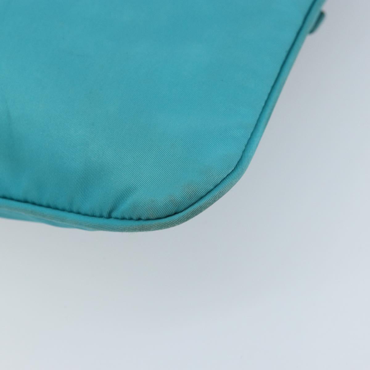 PRADA Shoulder Bag Nylon Light Blue Silver Auth 169875