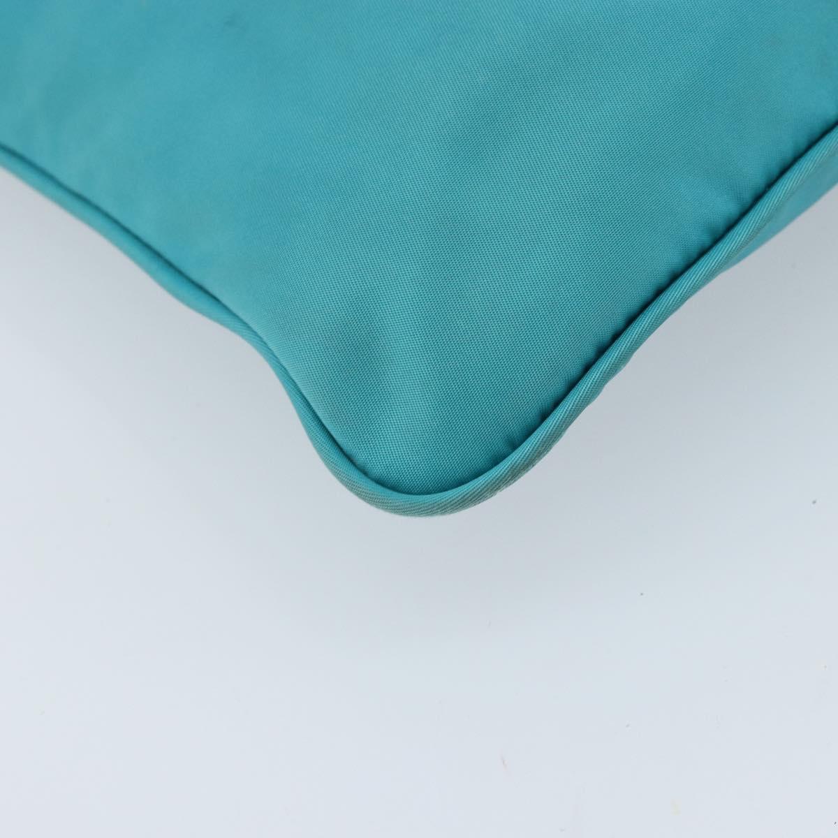 PRADA Shoulder Bag Nylon Light Blue Silver Auth 169875