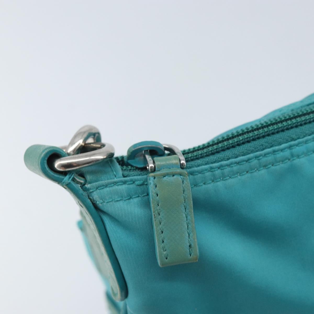 PRADA Shoulder Bag Nylon Light Blue Silver Auth 169875