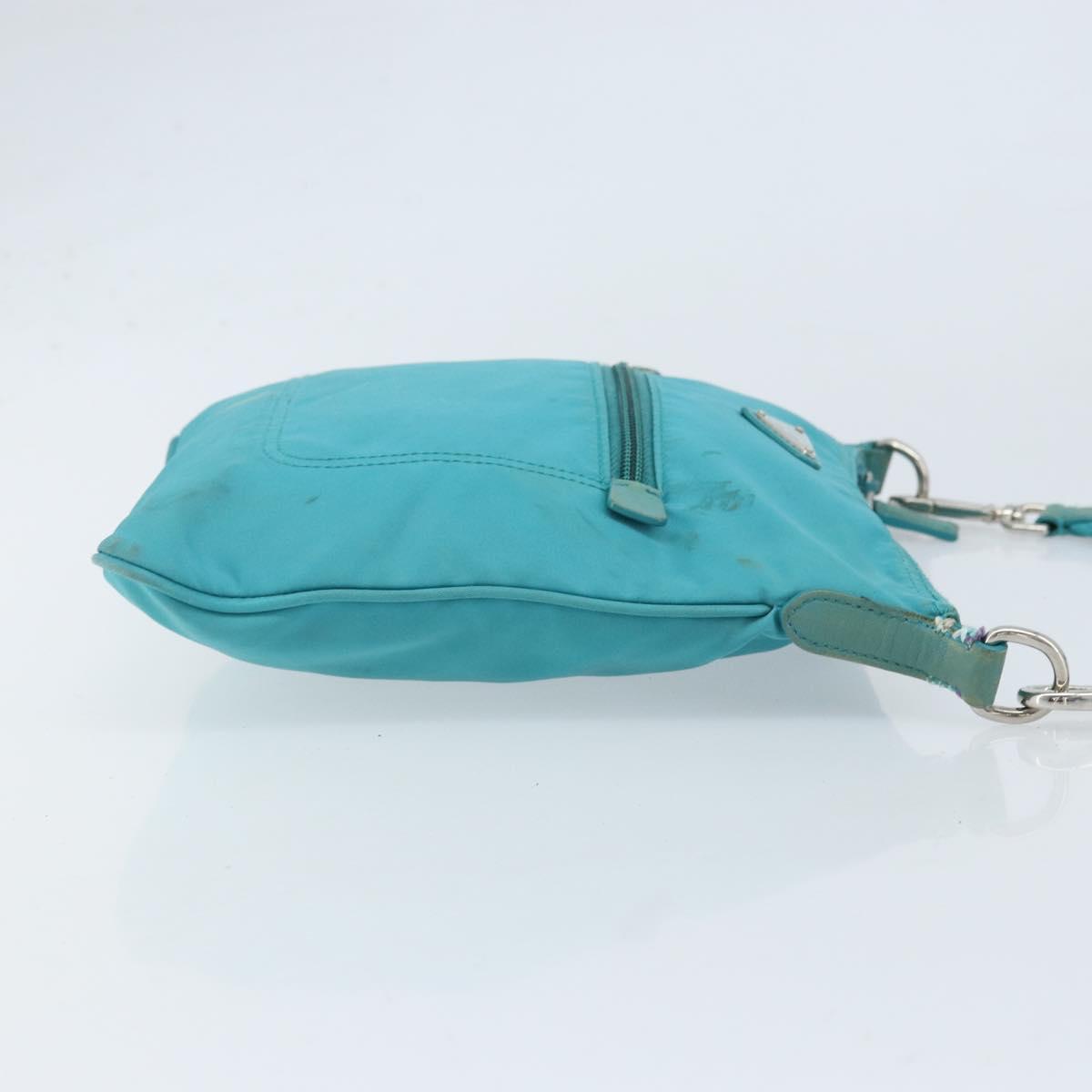 PRADA Shoulder Bag Nylon Light Blue Silver Auth 169875