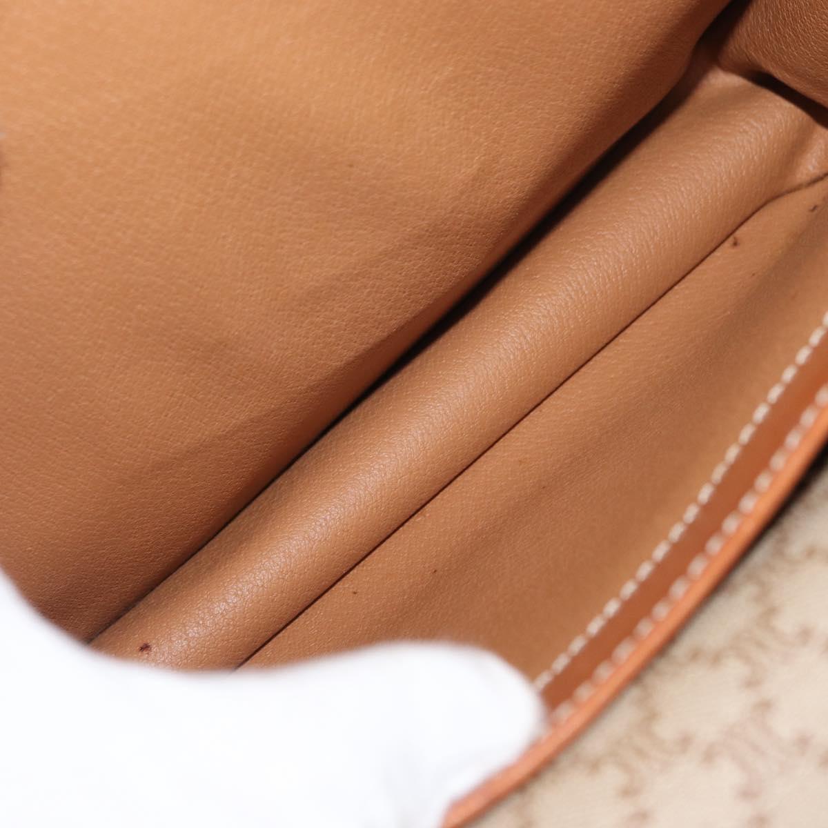 CELINE Macadam Canvas Shoulder Bag PVC Leather Beige Gold Auth 169877