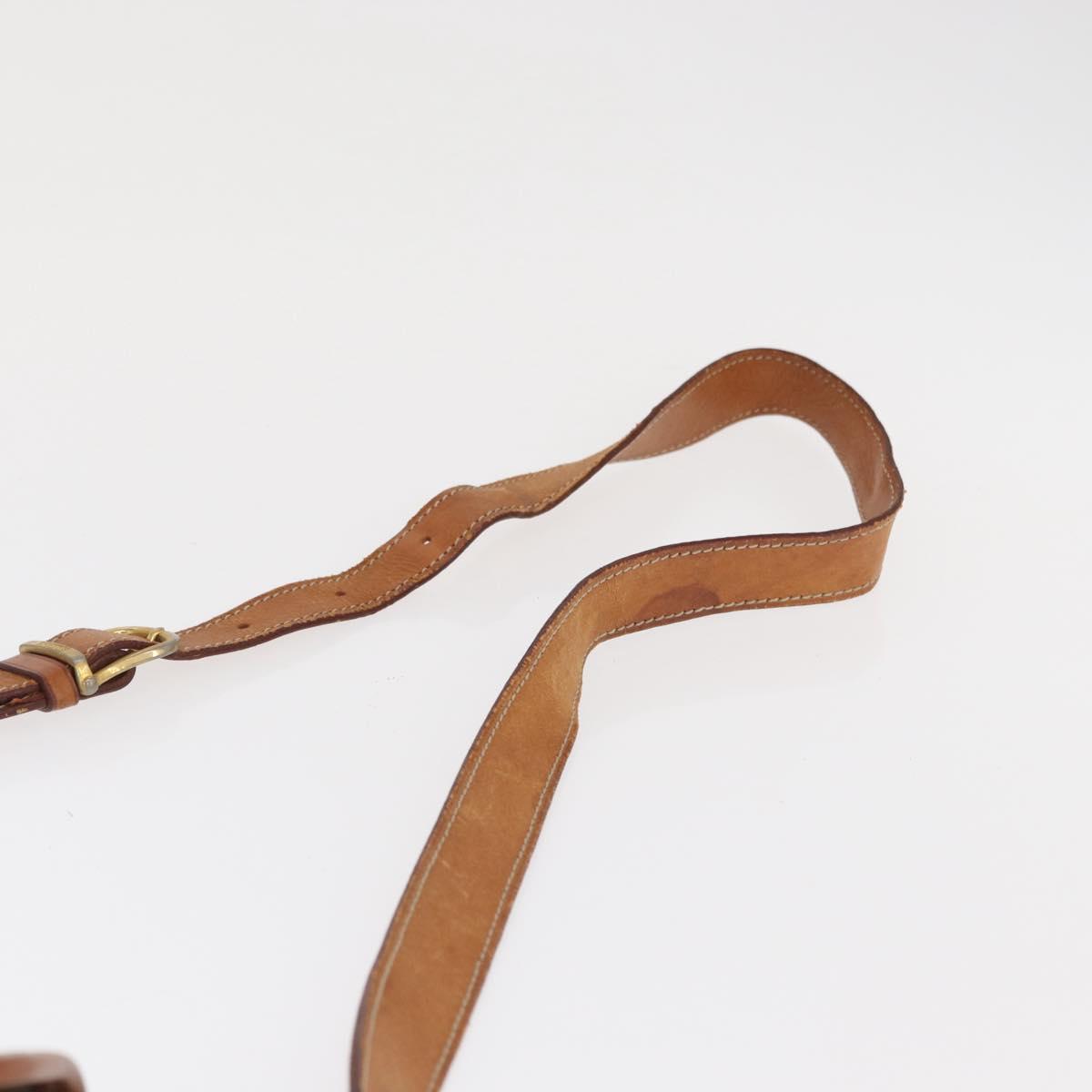 CELINE Macadam Canvas Shoulder Bag PVC Leather Beige Gold Auth 169877
