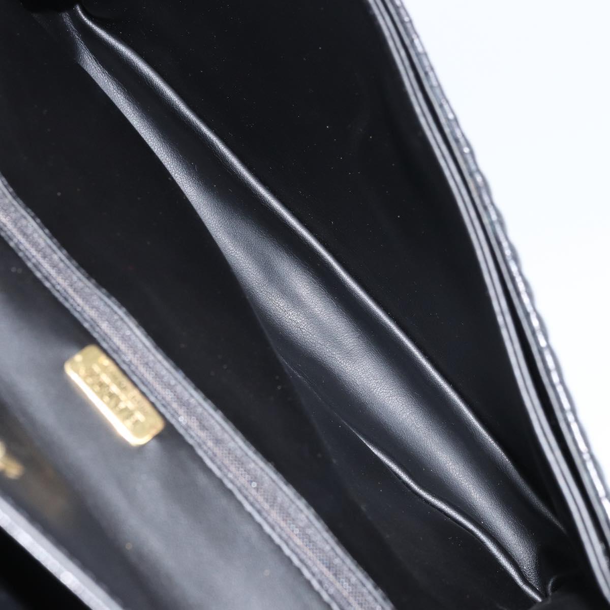 BALLY Chain Shoulder Bag Leather Black Gold Auth 169878V