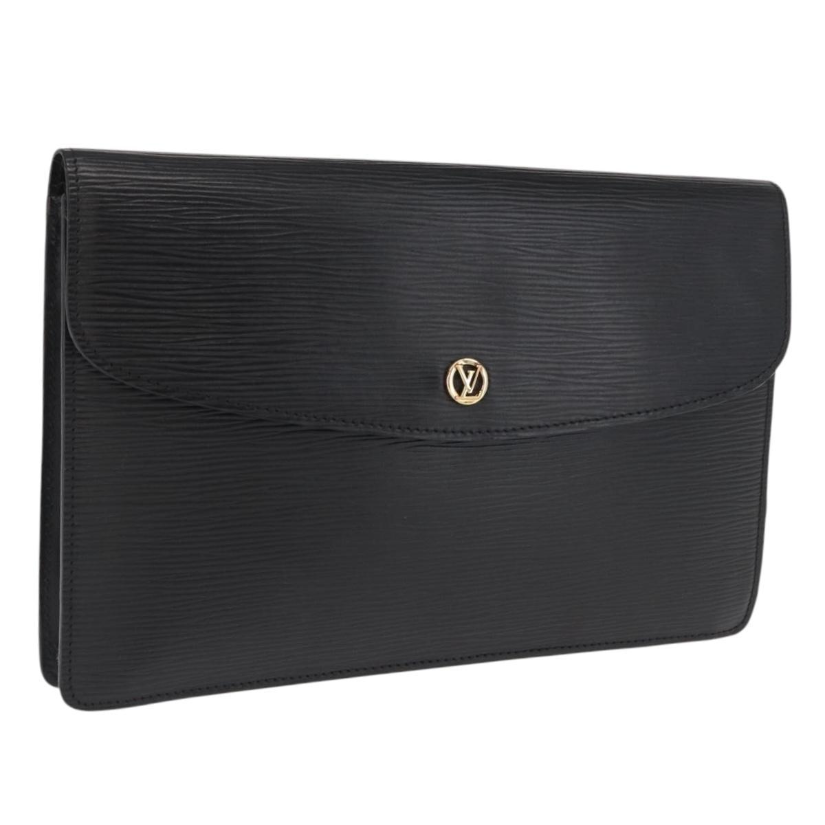 LOUIS VUITTON Epi Montaigne 27 Clutch Bag Black M52652 LV Auth 169888