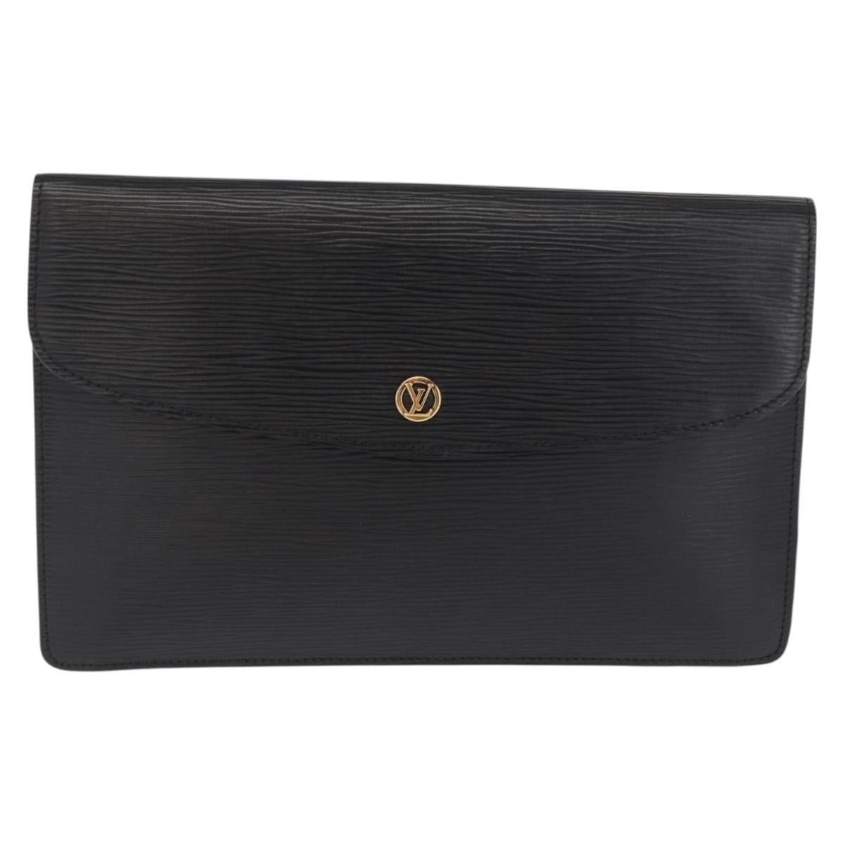 LOUIS VUITTON Epi Montaigne 27 Clutch Bag Black M52652 LV Auth 169888