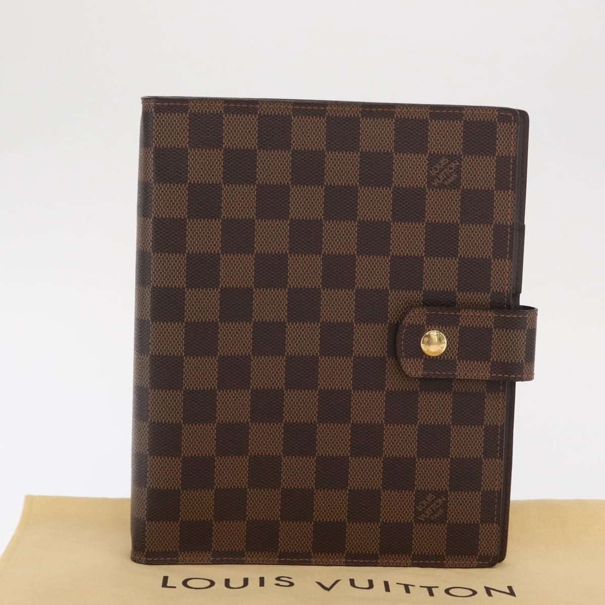 LOUIS VUITTON Damier Ebene Agenda GM Day Planner Cover R20107 LV Auth 169889SAV