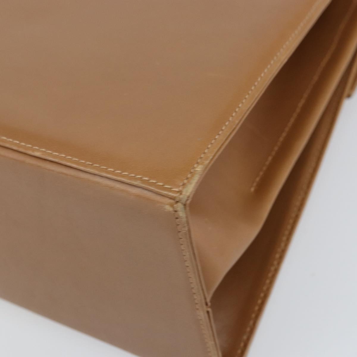 Salvatore Ferragamo Gancini Hand Bag Leather Brown Gold Auth 169892