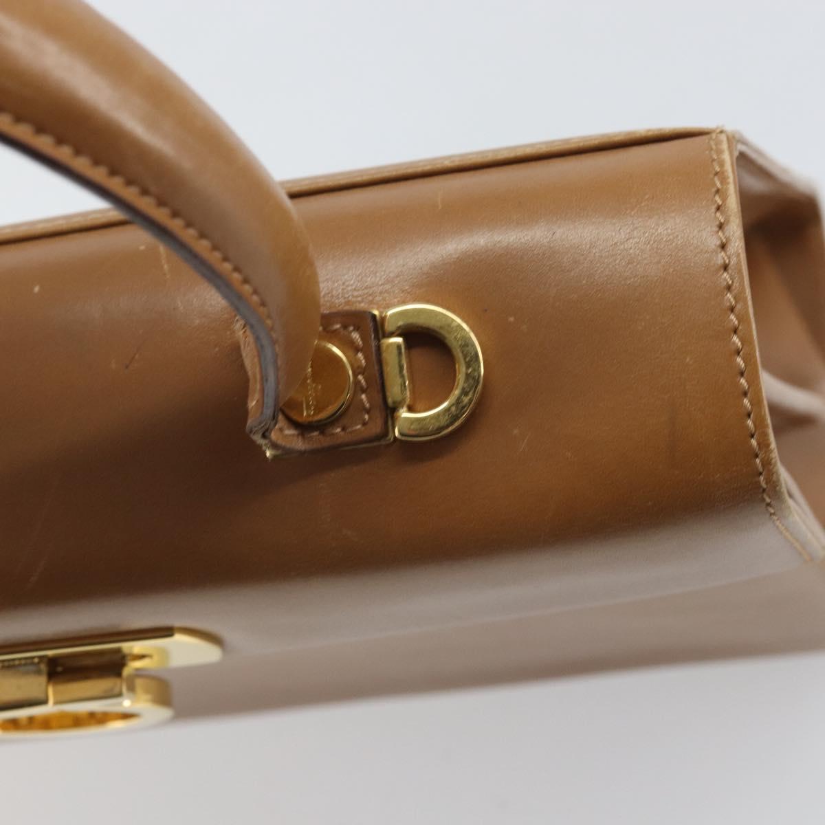 Salvatore Ferragamo Gancini Hand Bag Leather Brown Gold Auth 169892