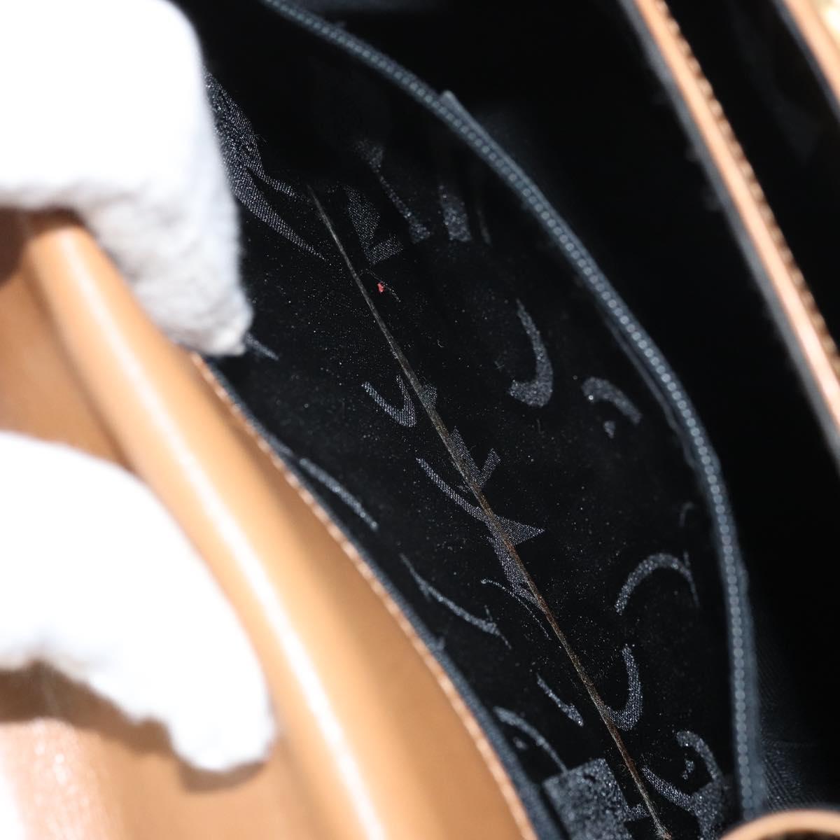 Salvatore Ferragamo Gancini Hand Bag Leather Brown Gold Auth 169892