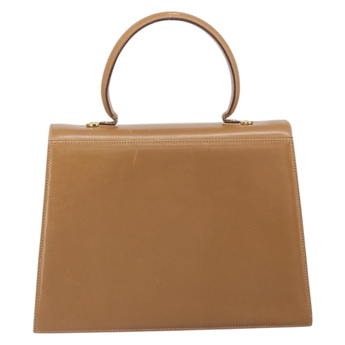 Salvatore Ferragamo Gancini Hand Bag Leather Brown Gold Auth 169892