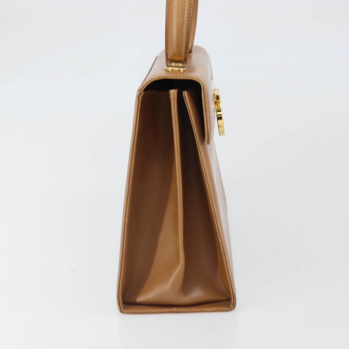 Salvatore Ferragamo Gancini Hand Bag Leather Brown Gold Auth 169892