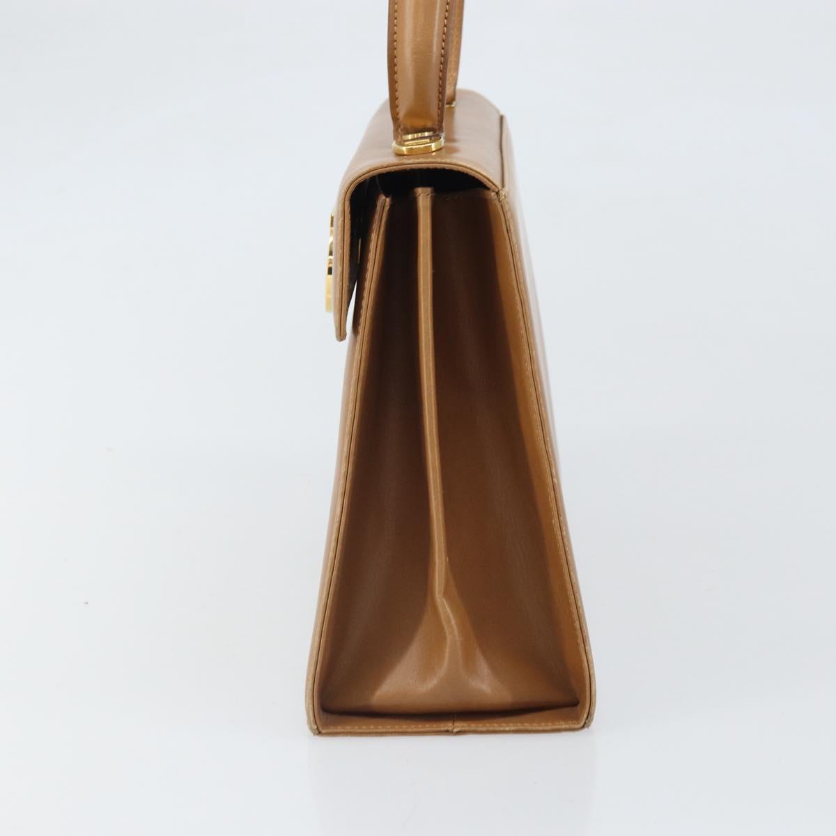 Salvatore Ferragamo Gancini Hand Bag Leather Brown Gold Auth 169892