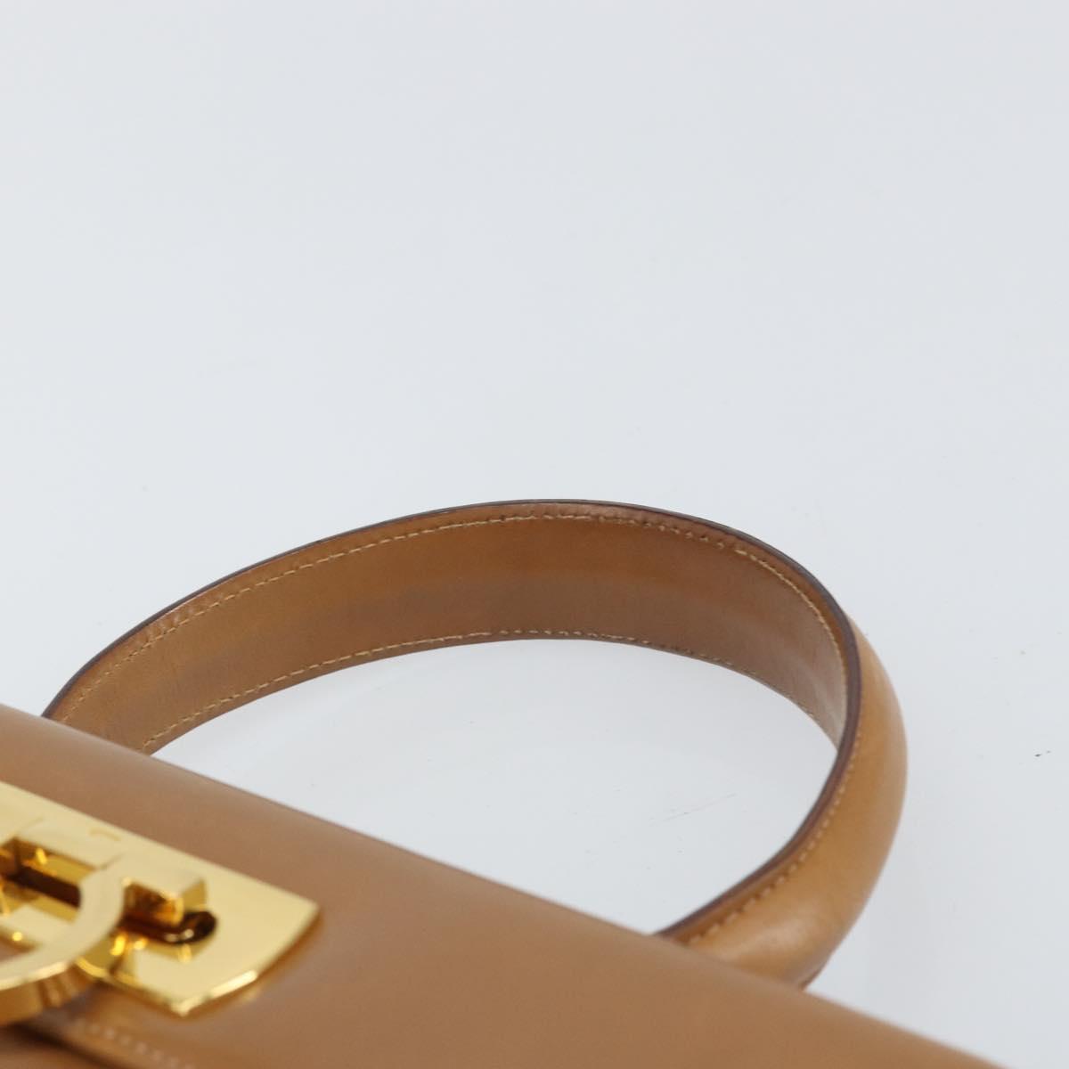 Salvatore Ferragamo Gancini Hand Bag Leather Brown Gold Auth 169892