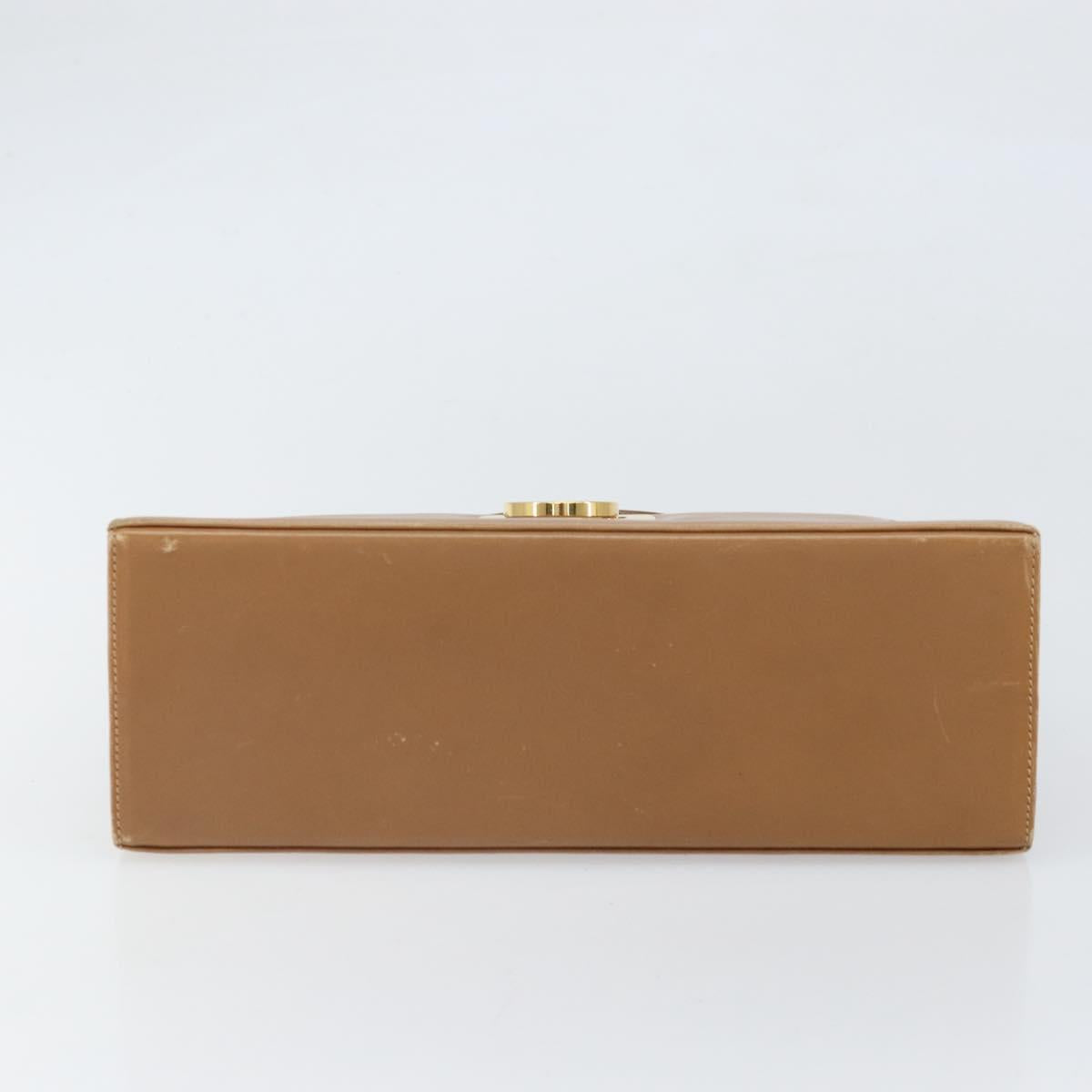 Salvatore Ferragamo Gancini Hand Bag Leather Brown Gold Auth 169892