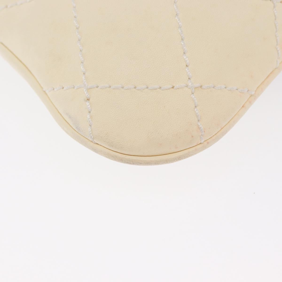CHANEL Wild Stitch Chain Shoulder Bag Leather Ivory Gold CC Auth 169894