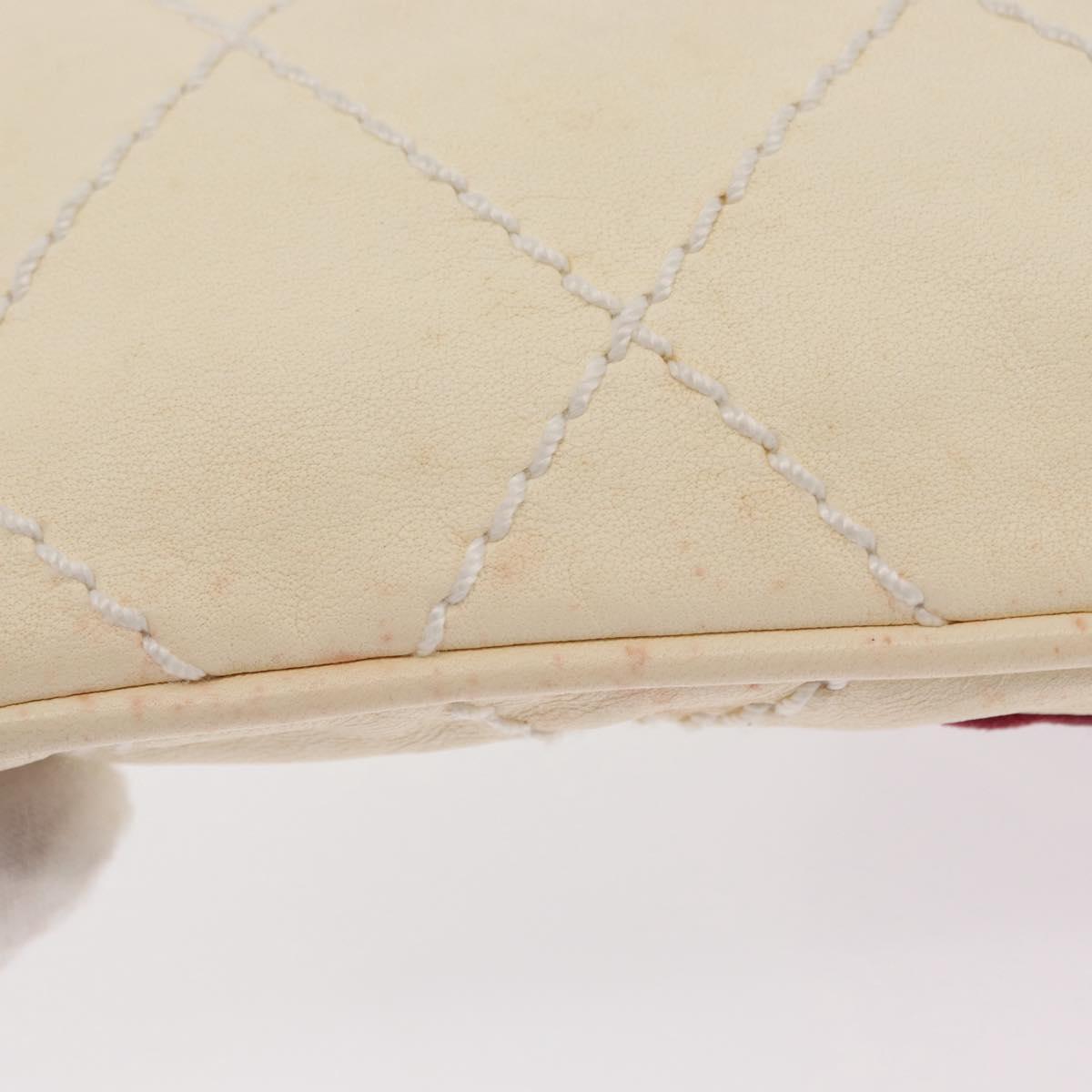 CHANEL Wild Stitch Chain Shoulder Bag Leather Ivory Gold CC Auth 169894