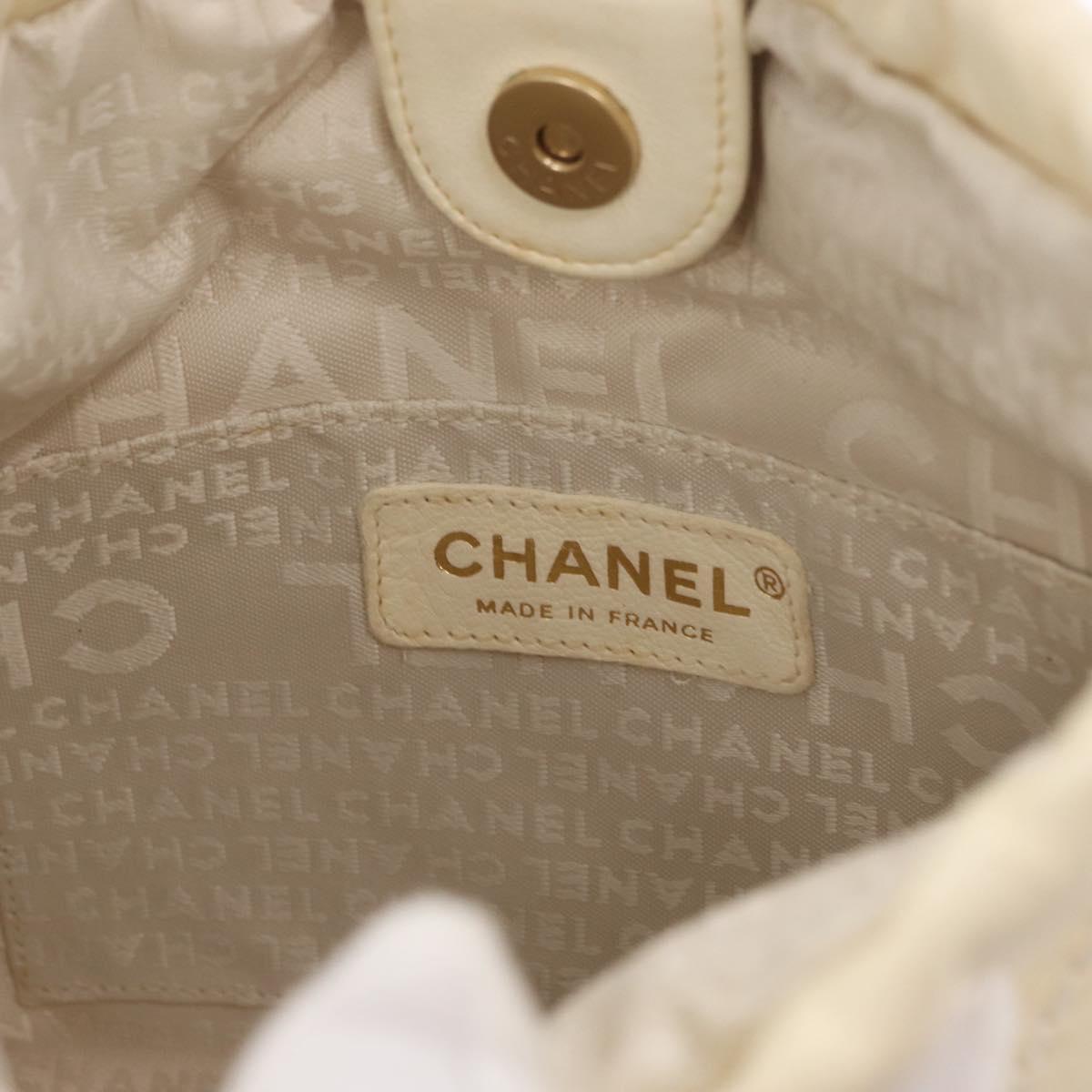 CHANEL Wild Stitch Chain Shoulder Bag Leather Ivory Gold CC Auth 169894