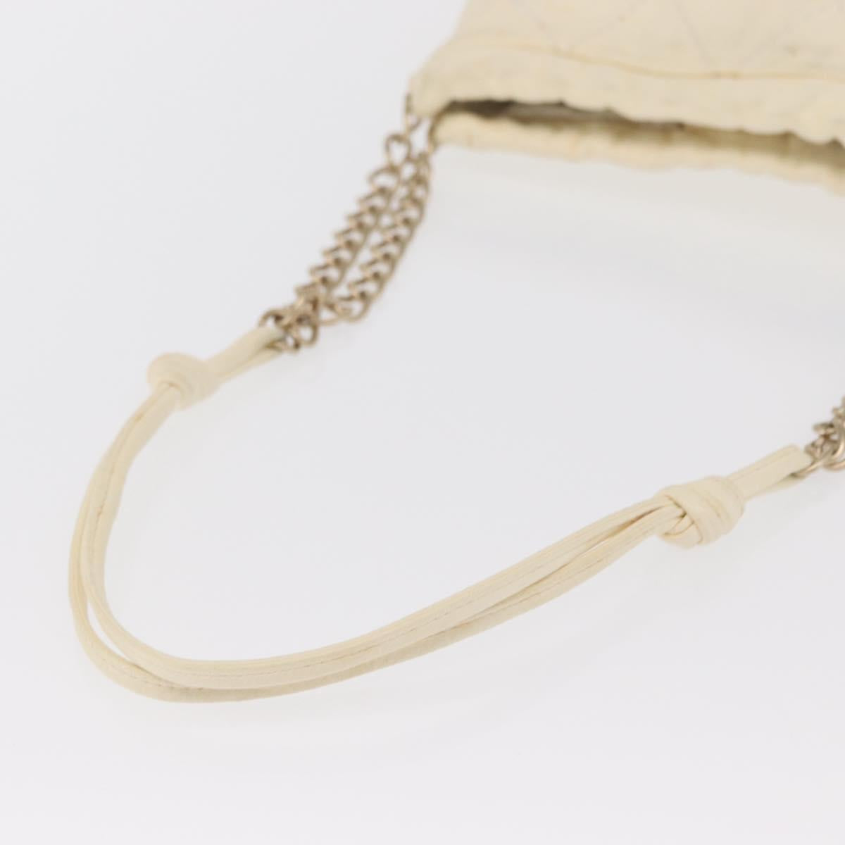 CHANEL Wild Stitch Chain Shoulder Bag Leather Ivory Gold CC Auth 169894