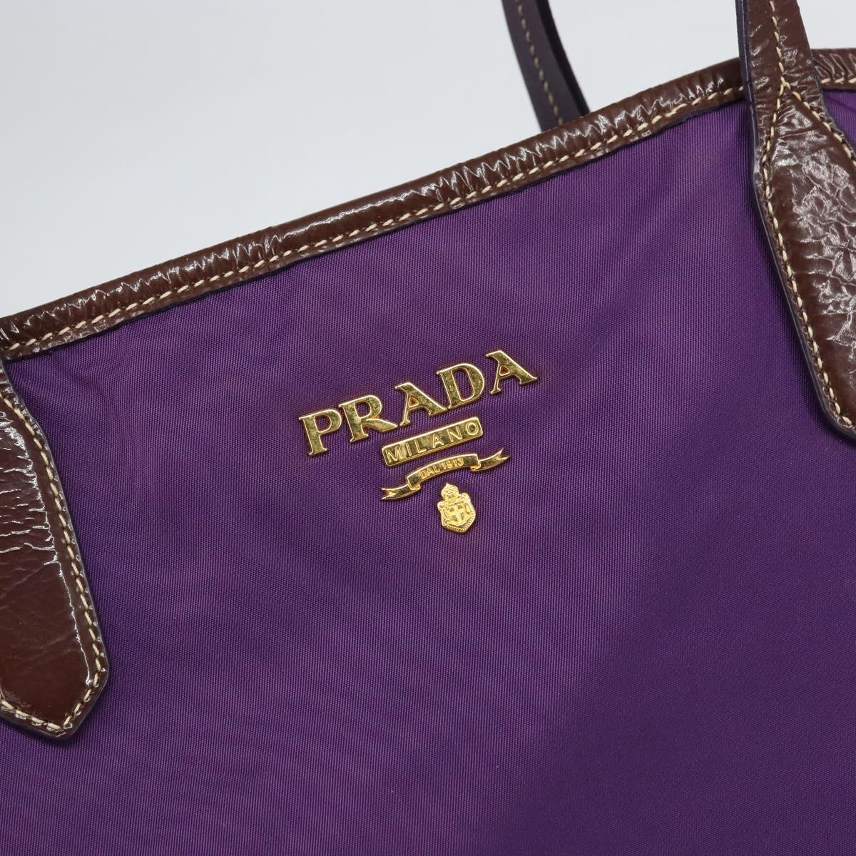 PRADA Tote Bag Nylon Purple Gold Auth 169896