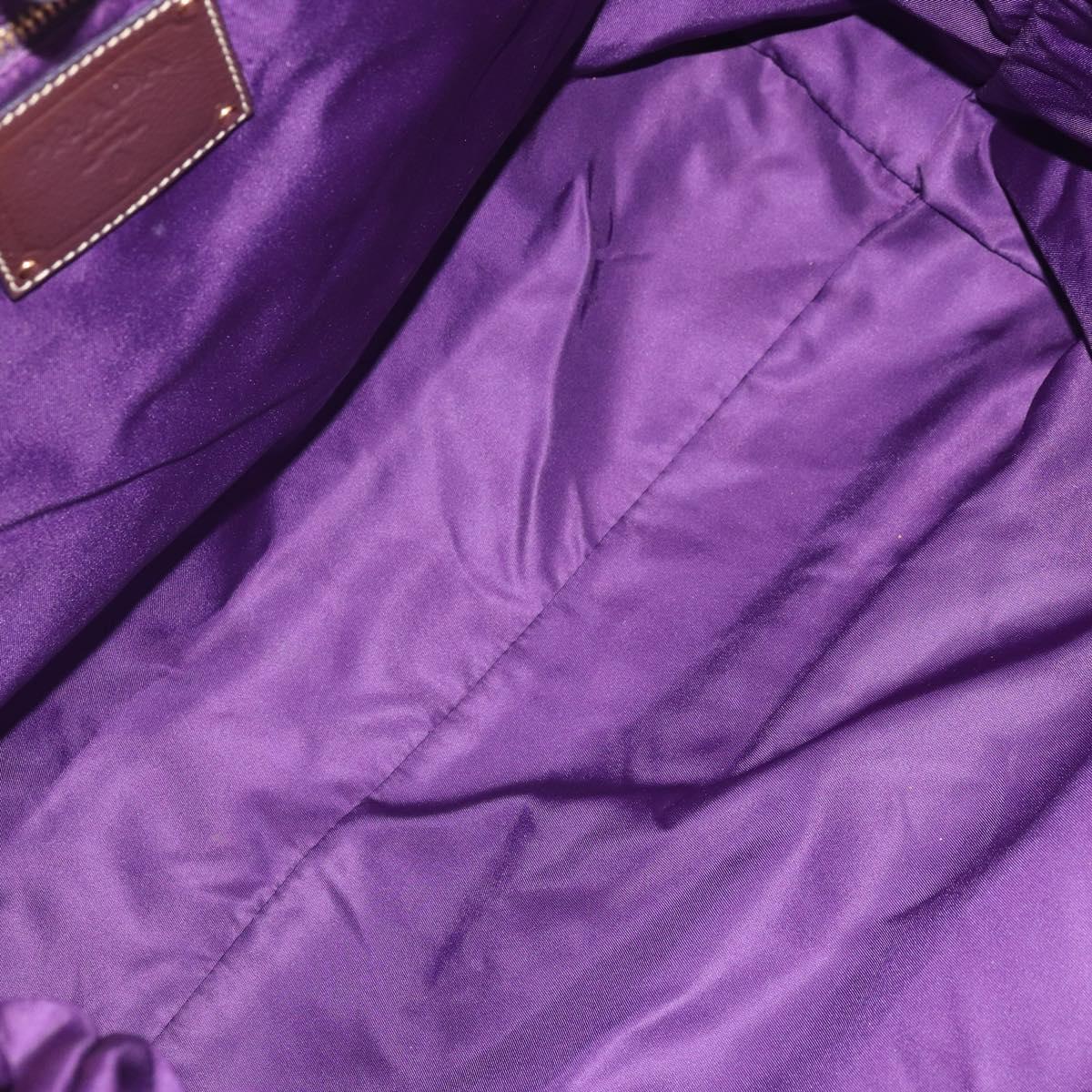 PRADA Tote Bag Nylon Purple Gold Auth 169896