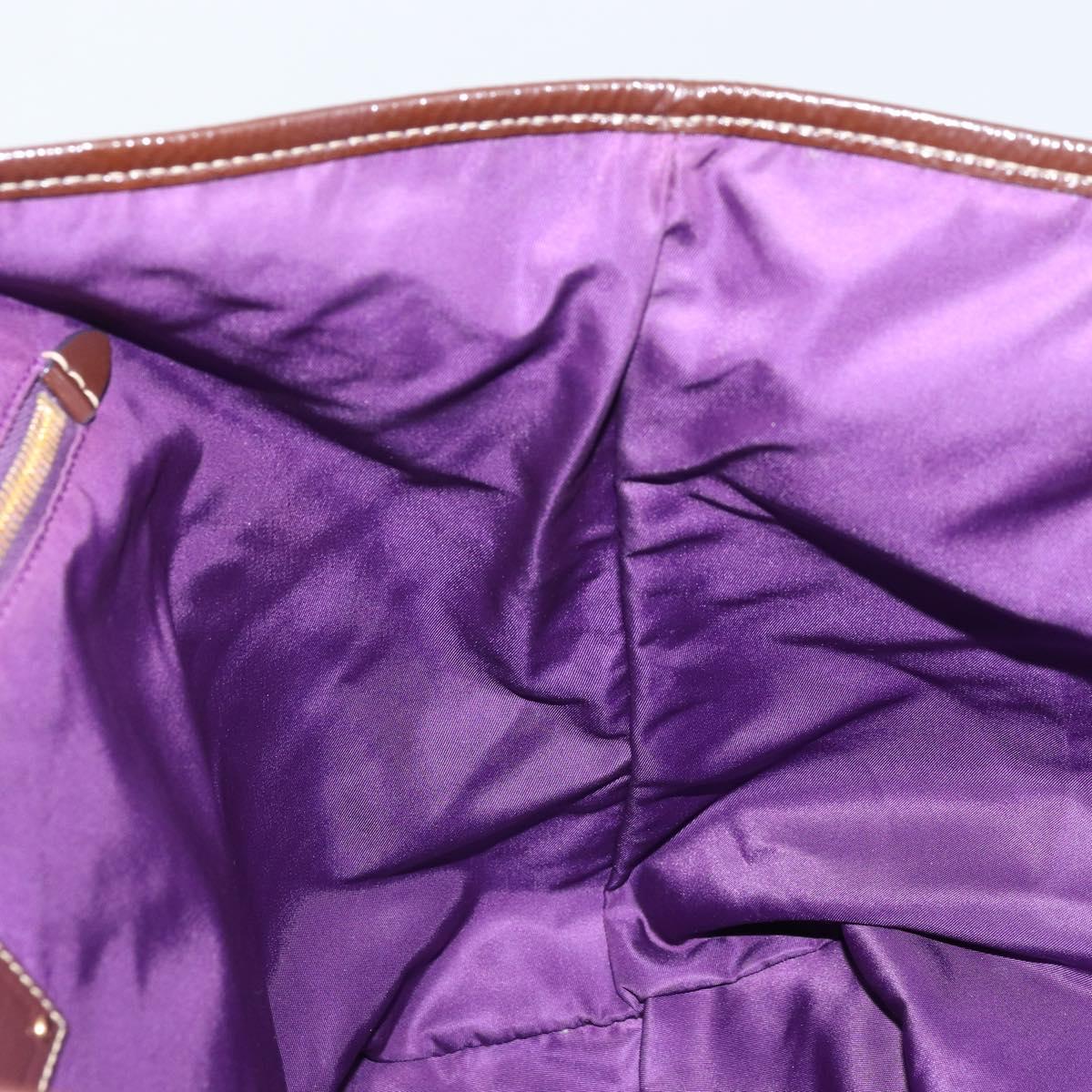 PRADA Tote Bag Nylon Purple Gold Auth 169896