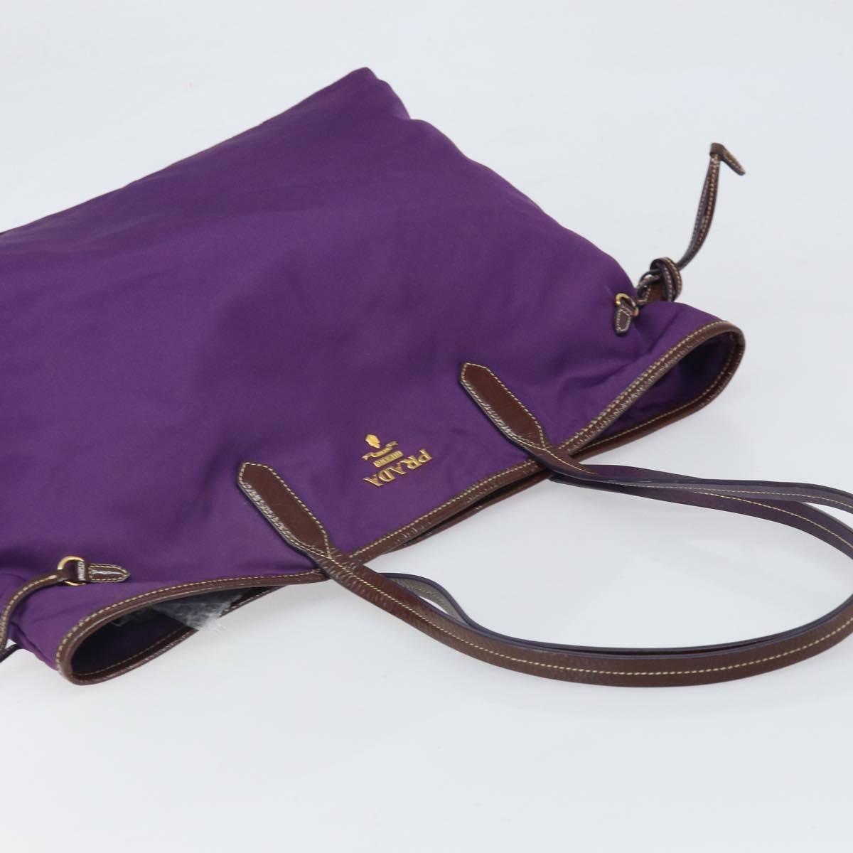 PRADA Tote Bag Nylon Purple Gold Auth 169896