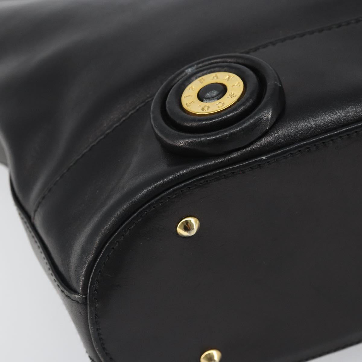 TIFFANY&Co. Chain Shoulder Bag Leather Black Gold Auth 169897