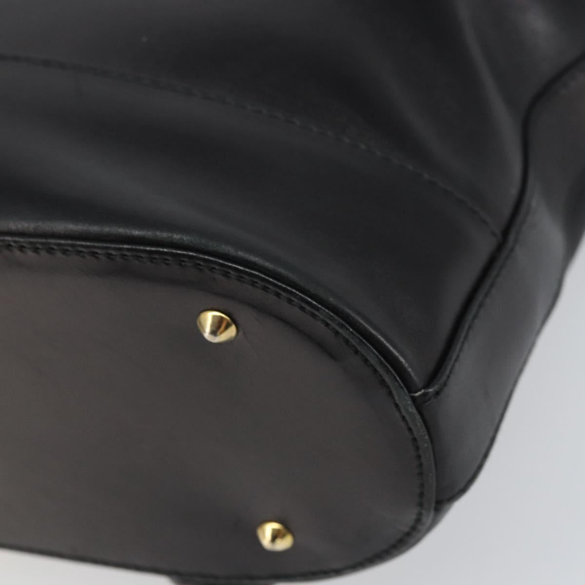 TIFFANY&Co. Chain Shoulder Bag Leather Black Gold Auth 169897