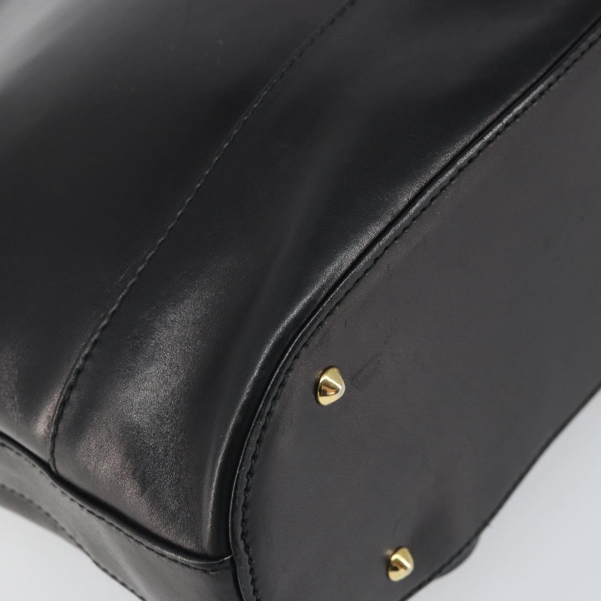 TIFFANY&Co. Chain Shoulder Bag Leather Black Gold Auth 169897