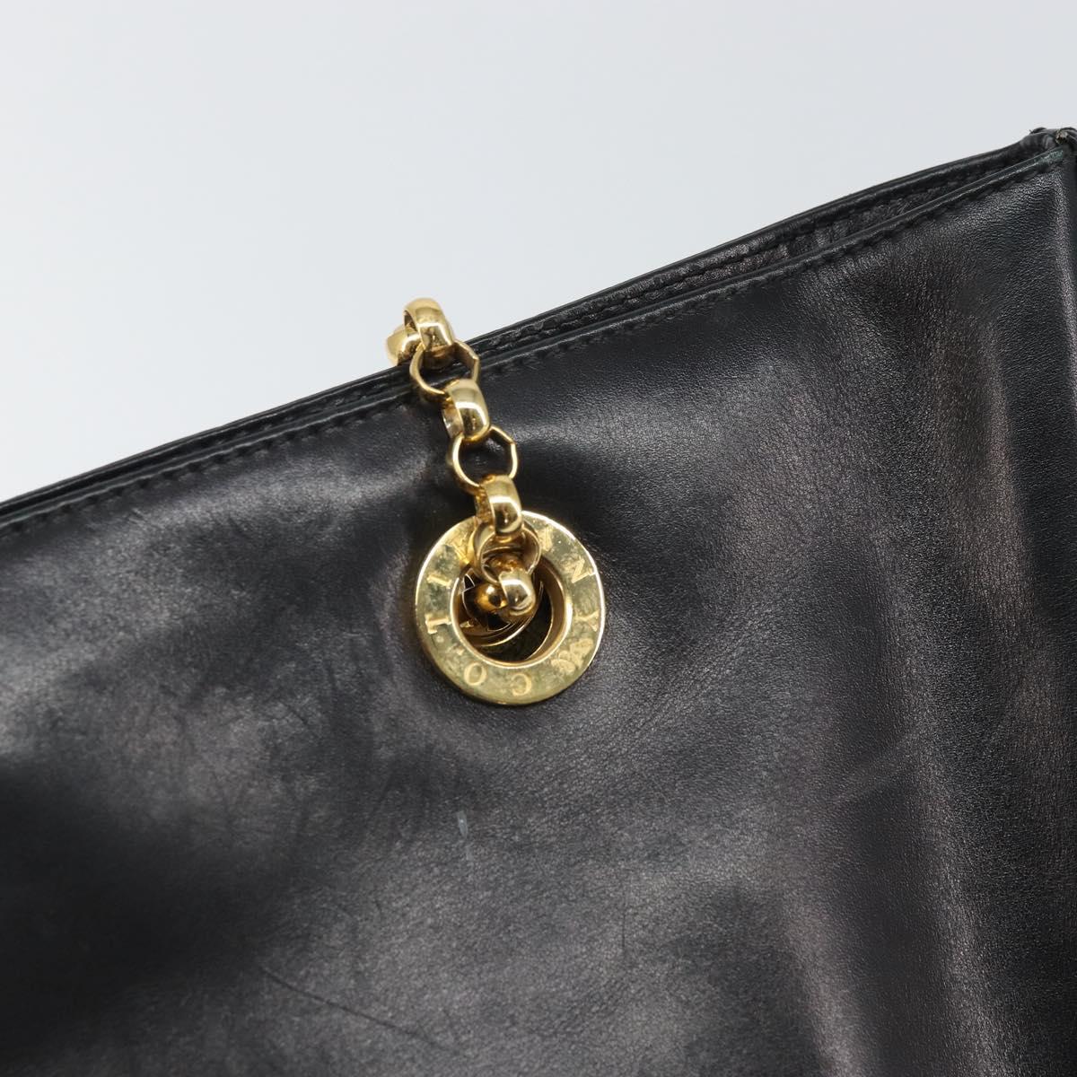 TIFFANY&Co. Chain Shoulder Bag Leather Black Gold Auth 169897