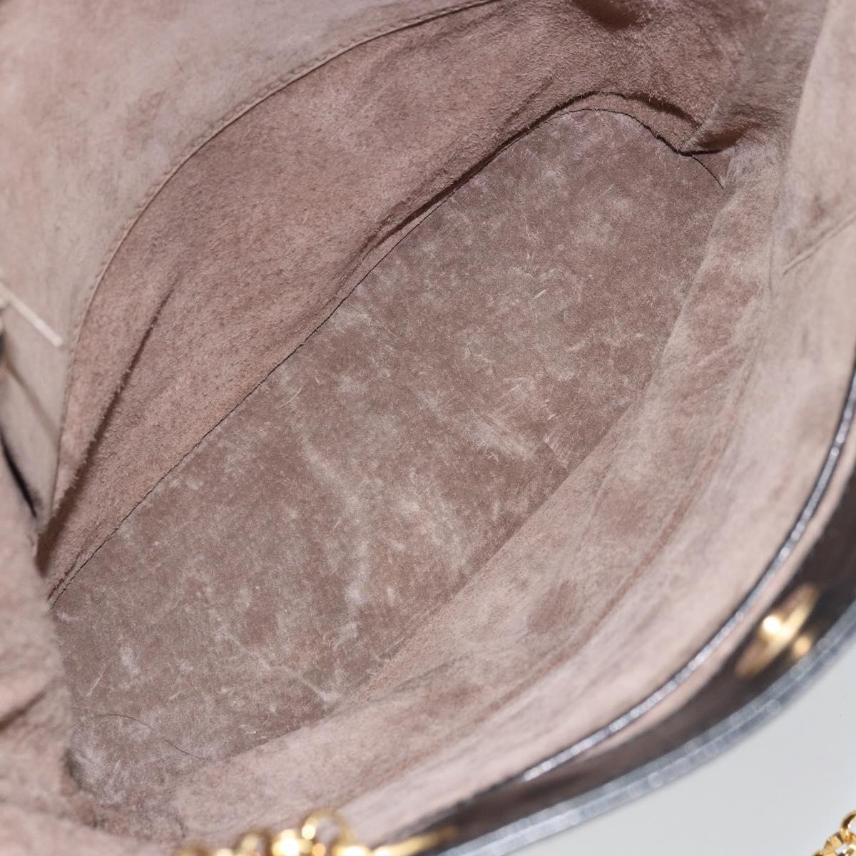 TIFFANY&Co. Chain Shoulder Bag Leather Black Gold Auth 169897