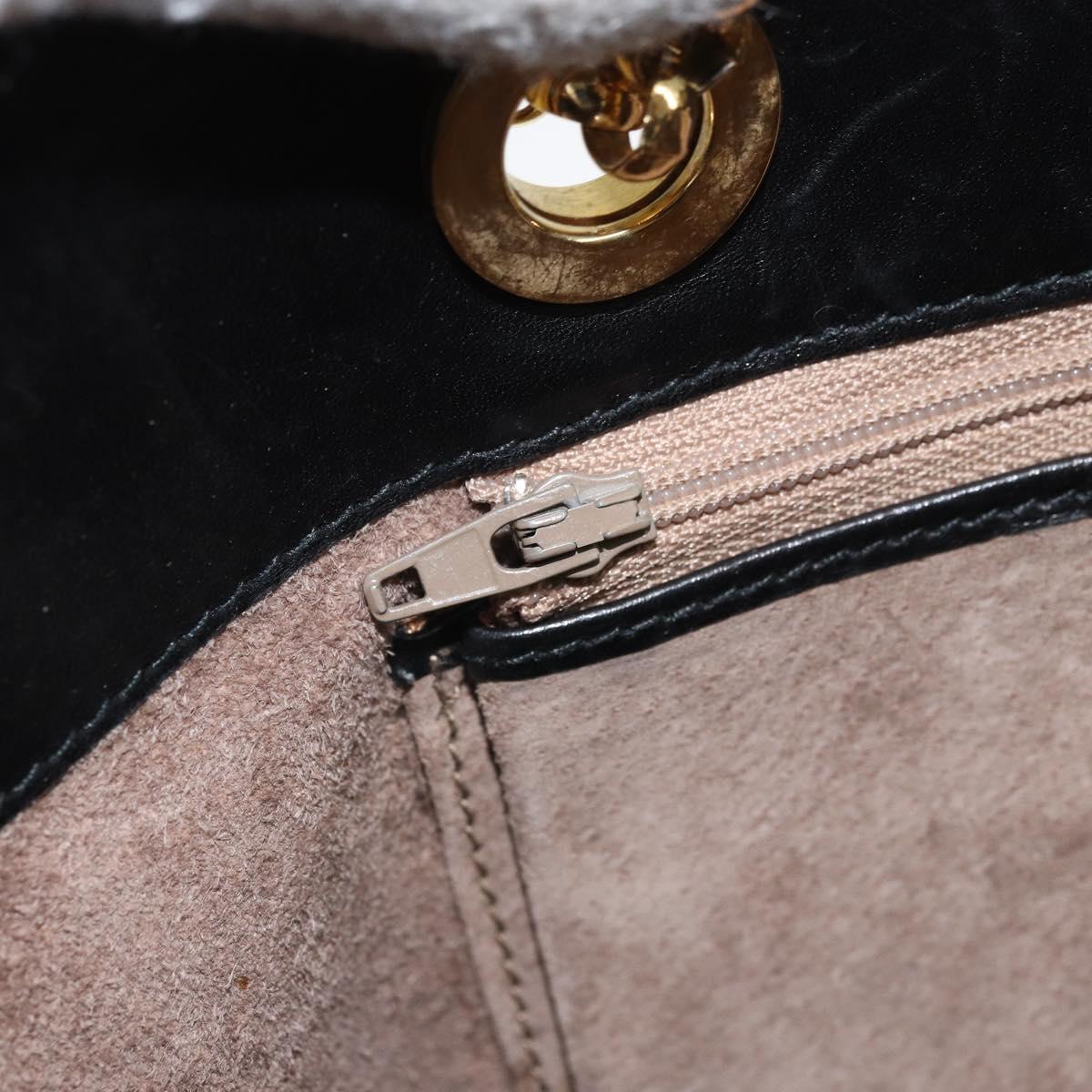 TIFFANY&Co. Chain Shoulder Bag Leather Black Gold Auth 169897