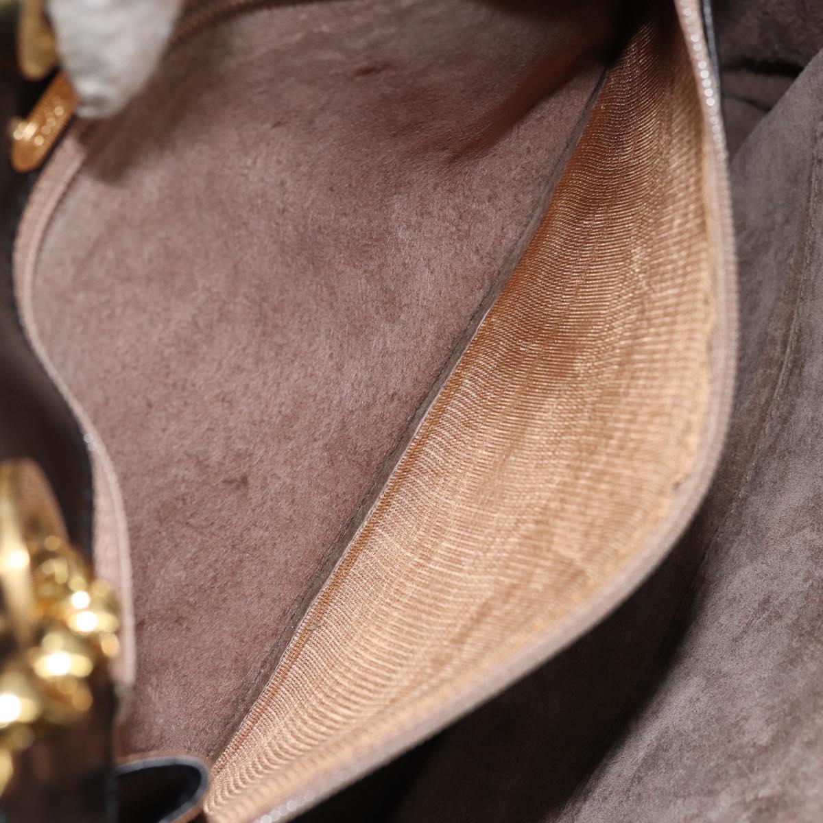 TIFFANY&Co. Chain Shoulder Bag Leather Black Gold Auth 169897