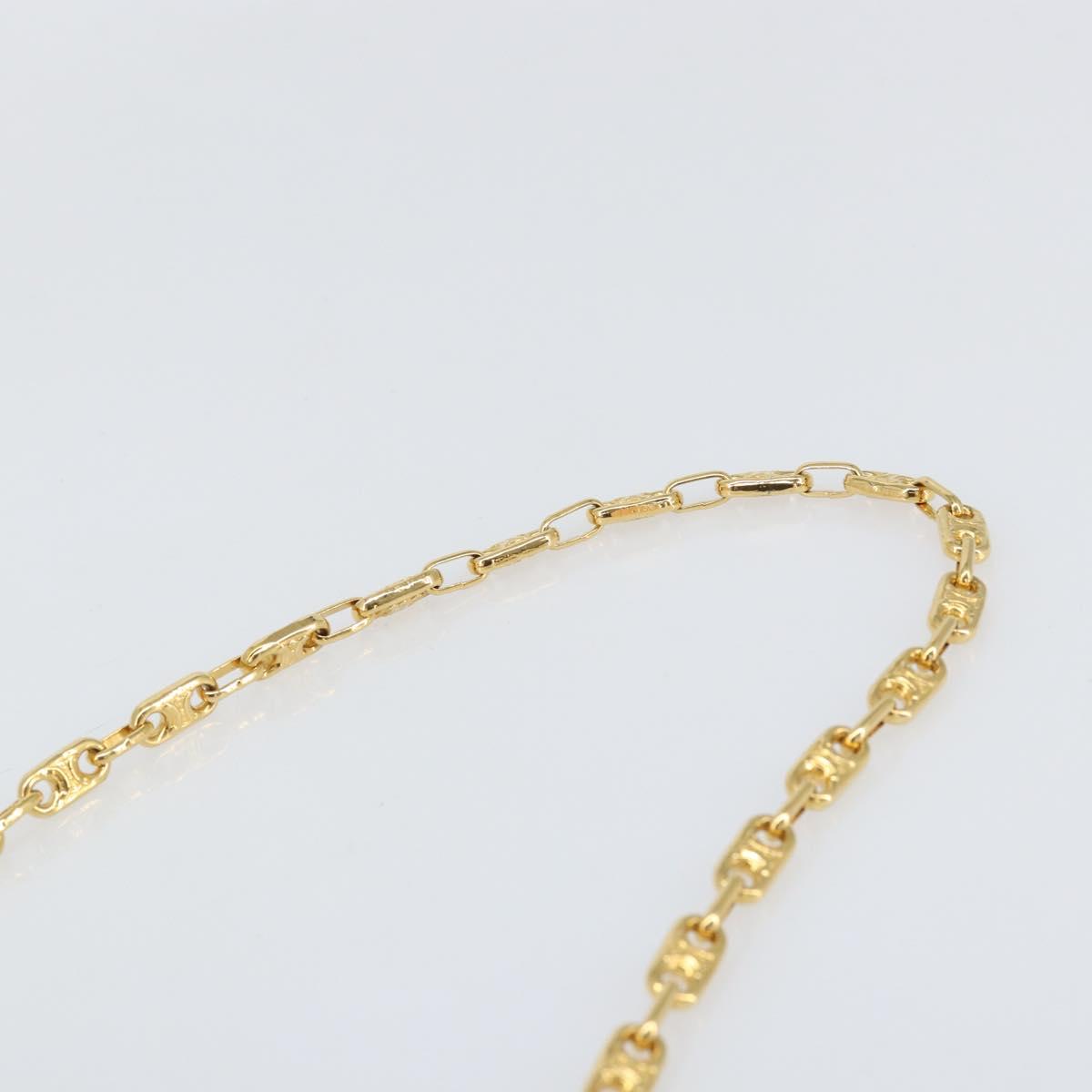 CELINE Chain Shoulder Bag Leather Red Gold Auth 169898V