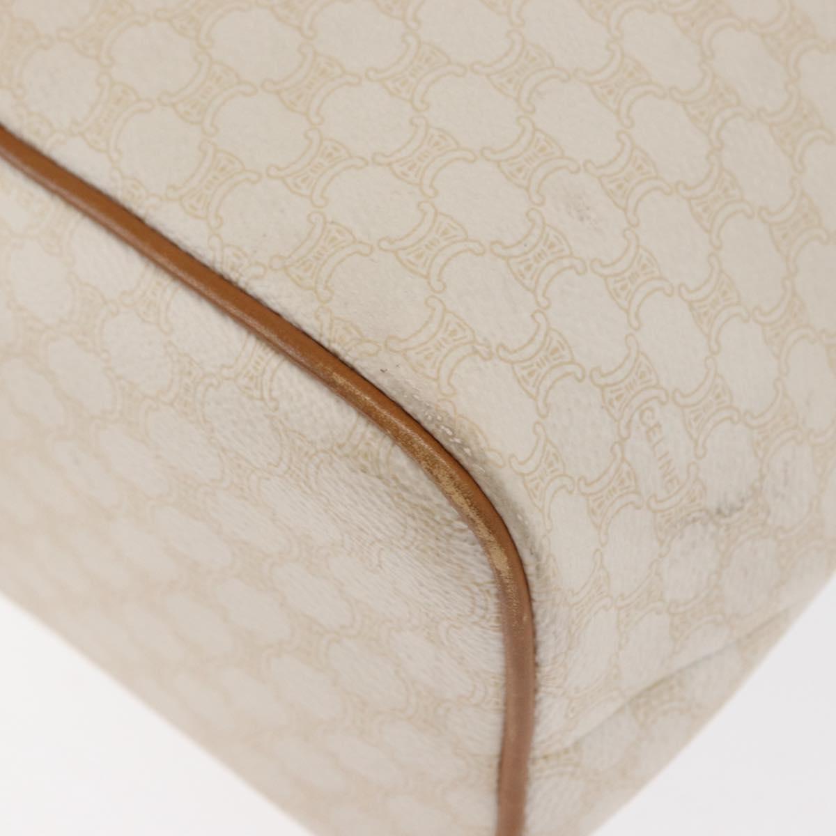 CELINE Macadam Canvas Shoulder Bag PVC Leather White Gold Auth 169899