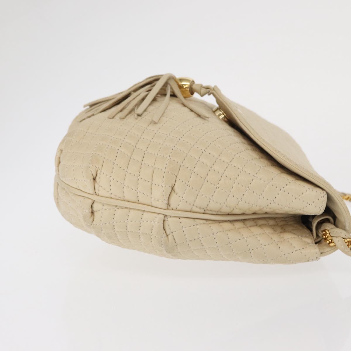 BALLY Shoulder Bag Leather Ivory Gold Auth 169900