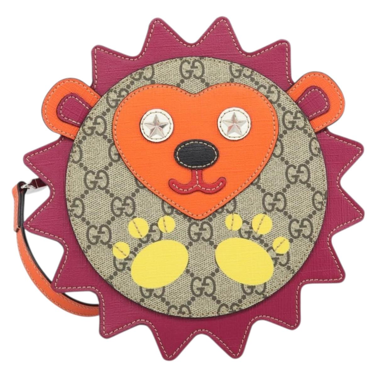 GUCCI GG Supreme Children's Hedgehog Bag PVC Beige Silver 580428 Auth 169901V