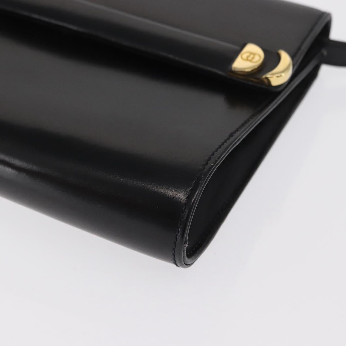 GUCCI Shoulder Bag Leather Black Gold 004 056 0209 Auth 169902