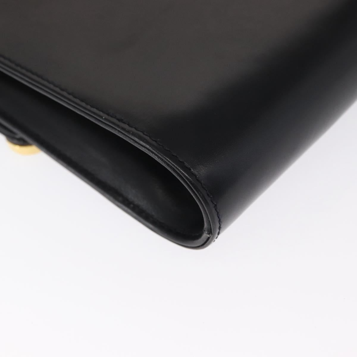 GUCCI Shoulder Bag Leather Black Gold 004 056 0209 Auth 169902