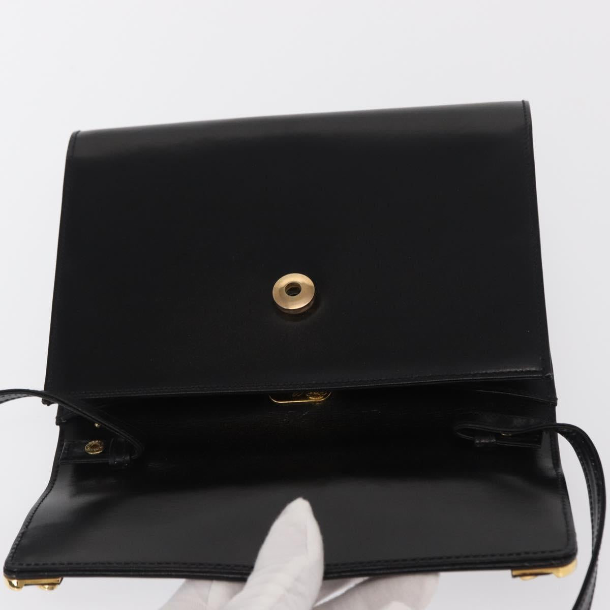 GUCCI Shoulder Bag Leather Black Gold 004 056 0209 Auth 169902