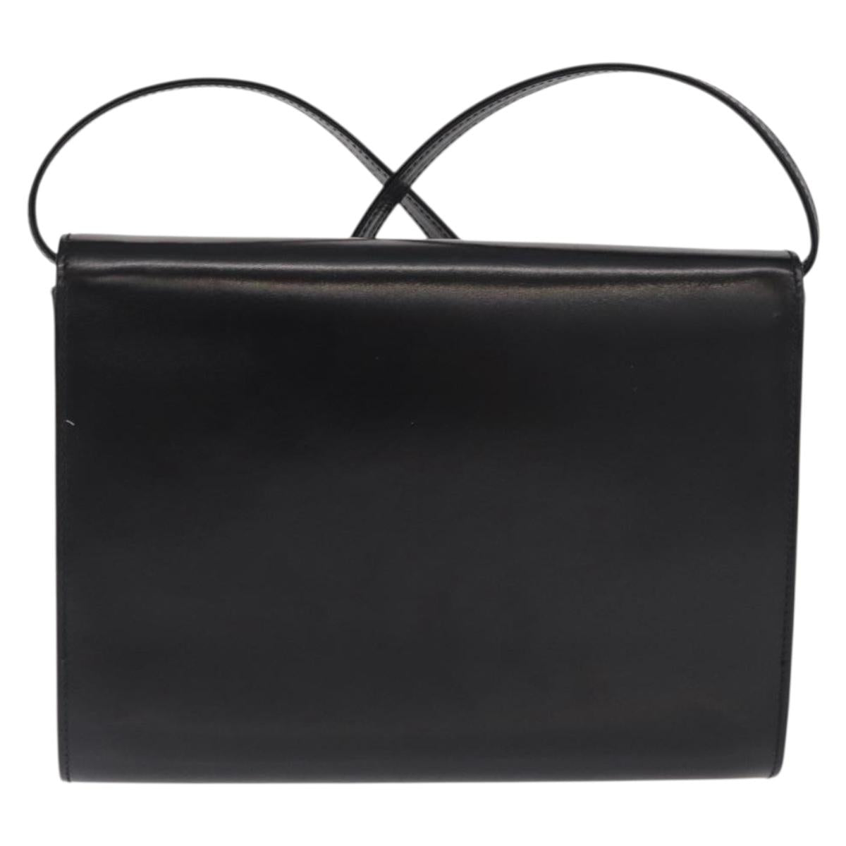 GUCCI Shoulder Bag Leather Black Gold 004 056 0209 Auth 169902