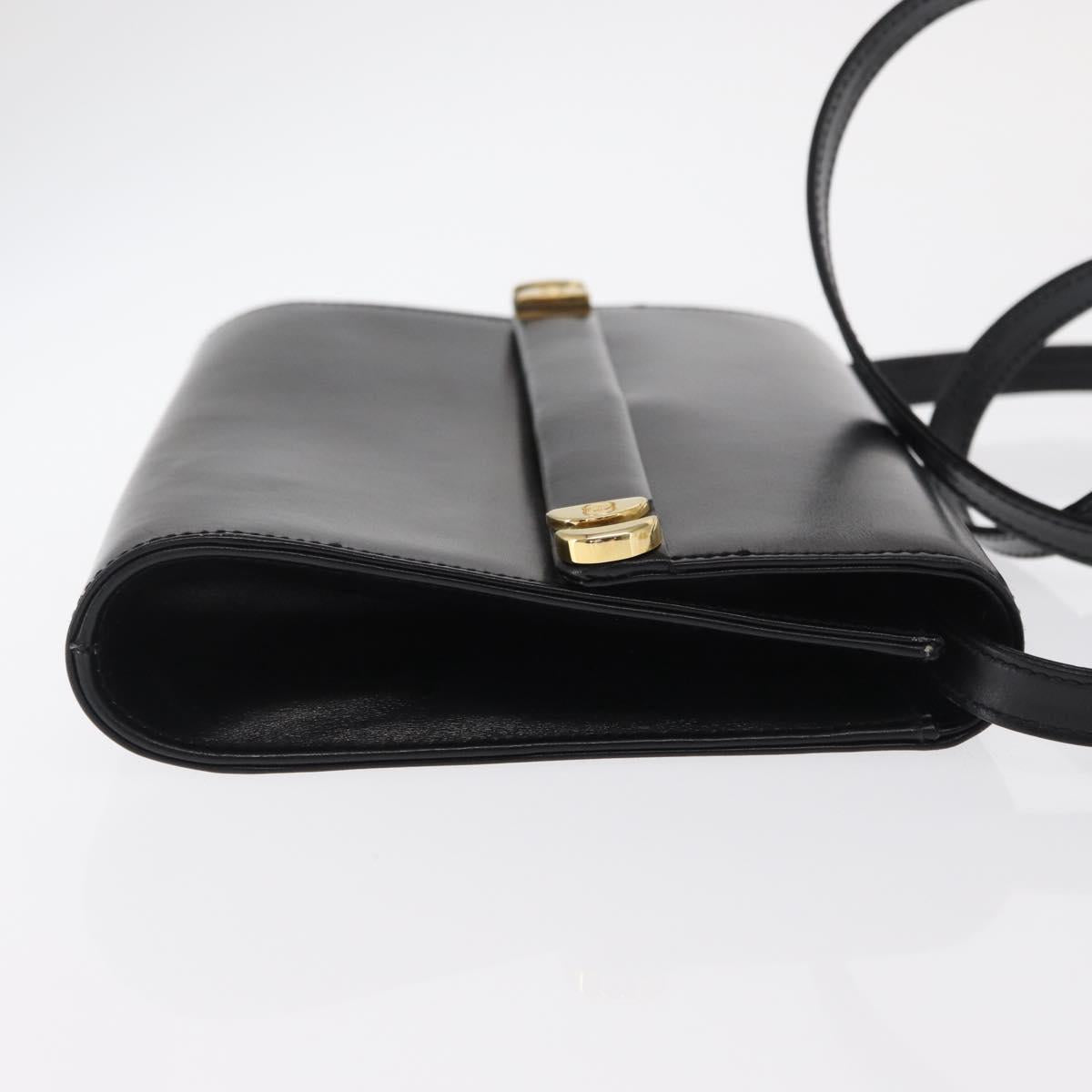 GUCCI Shoulder Bag Leather Black Gold 004 056 0209 Auth 169902