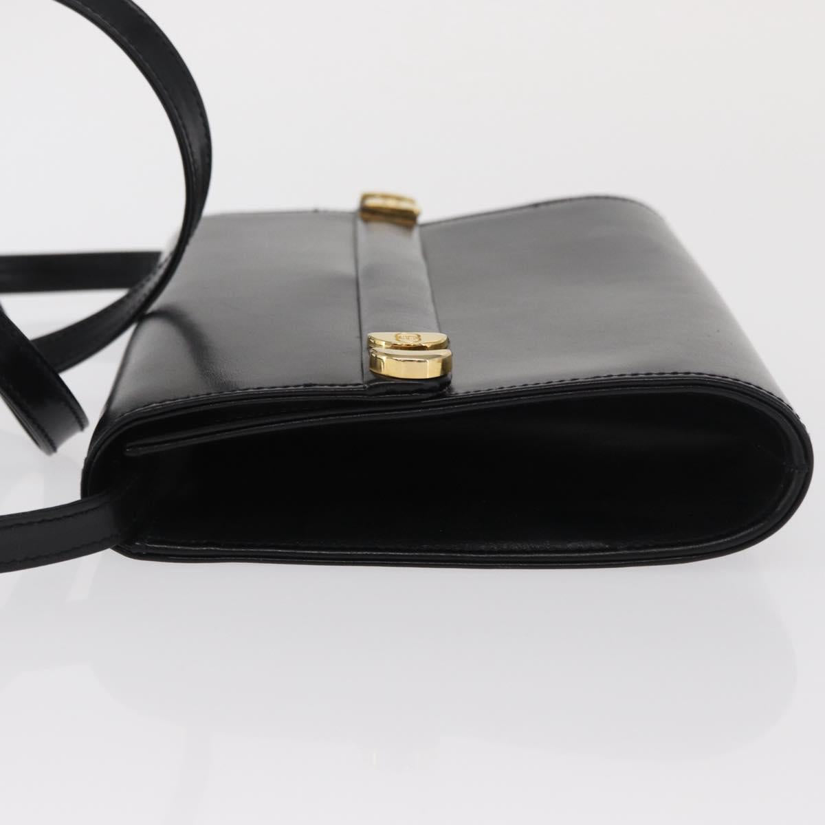 GUCCI Shoulder Bag Leather Black Gold 004 056 0209 Auth 169902