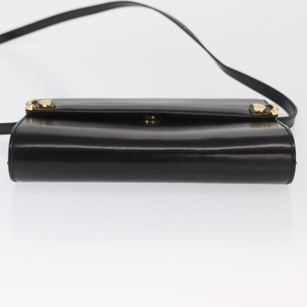 GUCCI Shoulder Bag Leather Black Gold 004 056 0209 Auth 169902