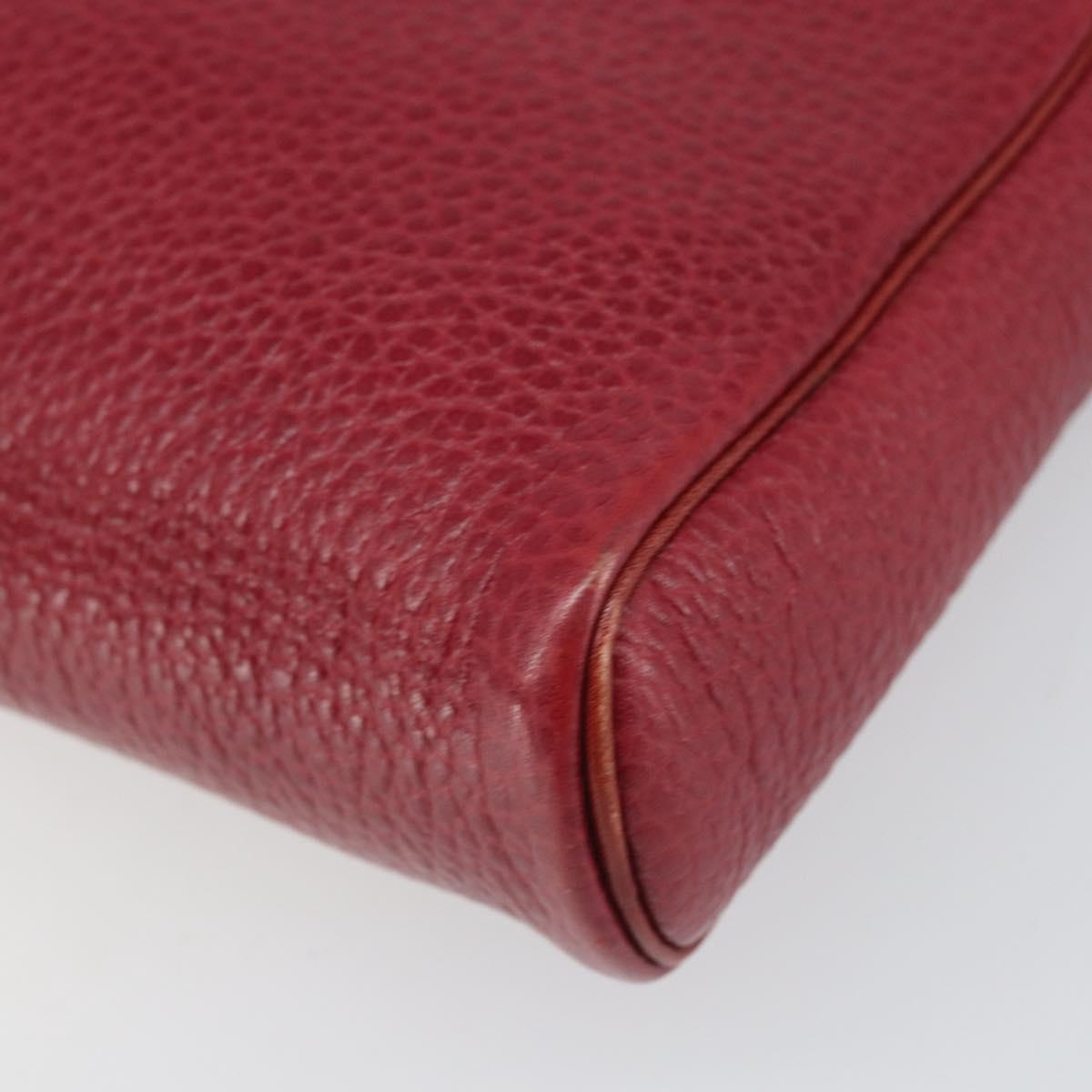 Christian Dior Shoulder Bag Leather Red Gold Auth 169903