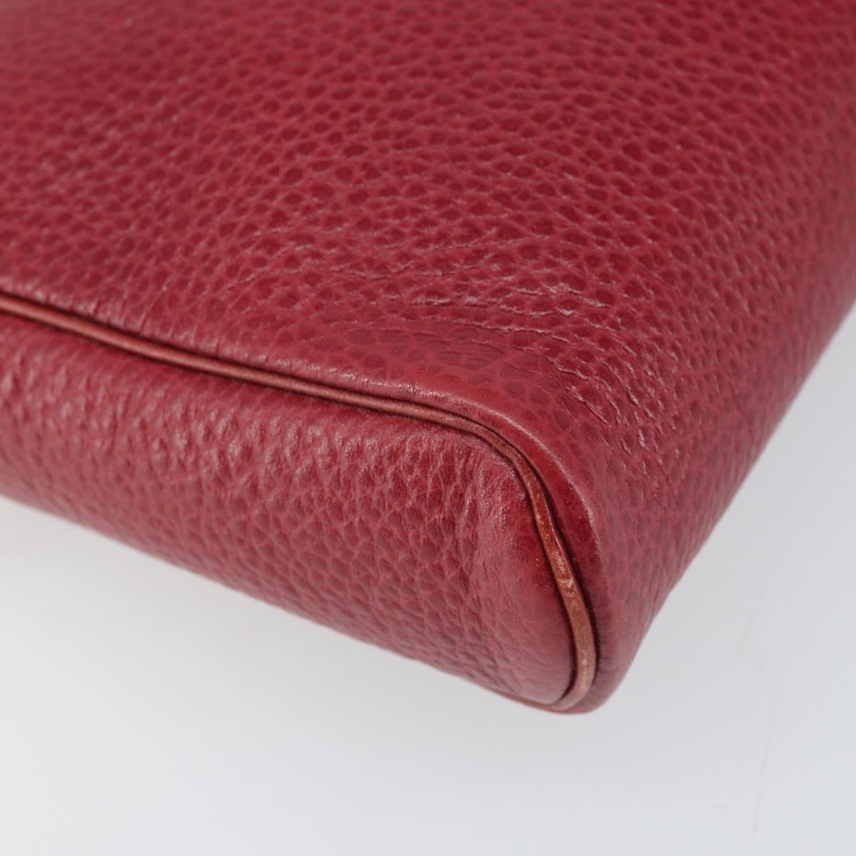 Christian Dior Shoulder Bag Leather Red Gold Auth 169903